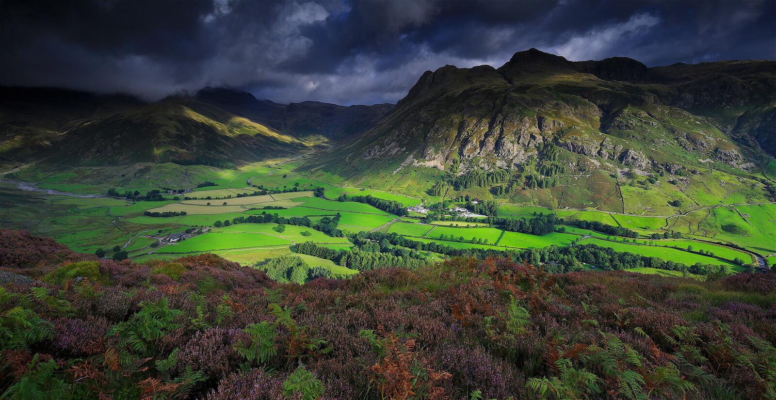 Wallpapers Lake District National Park in north-west England mountain fields hills on the desktop