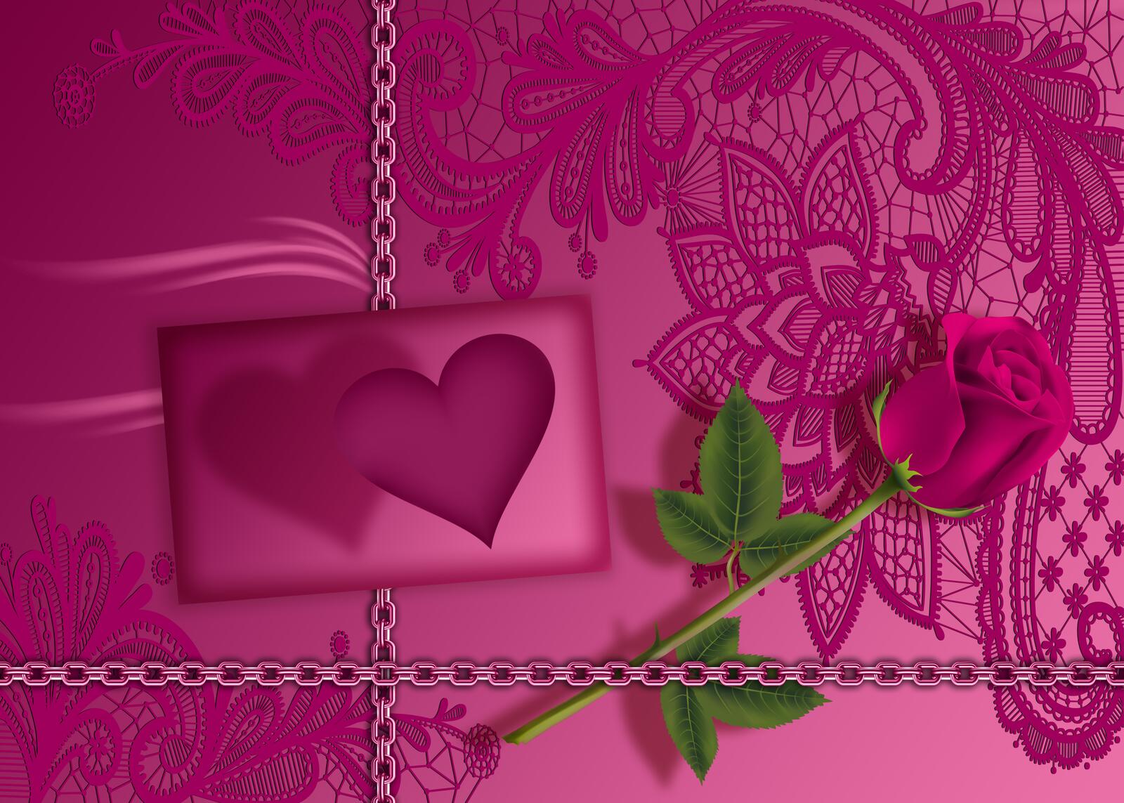 桌面上的壁纸情人节 爱你 玫瑰