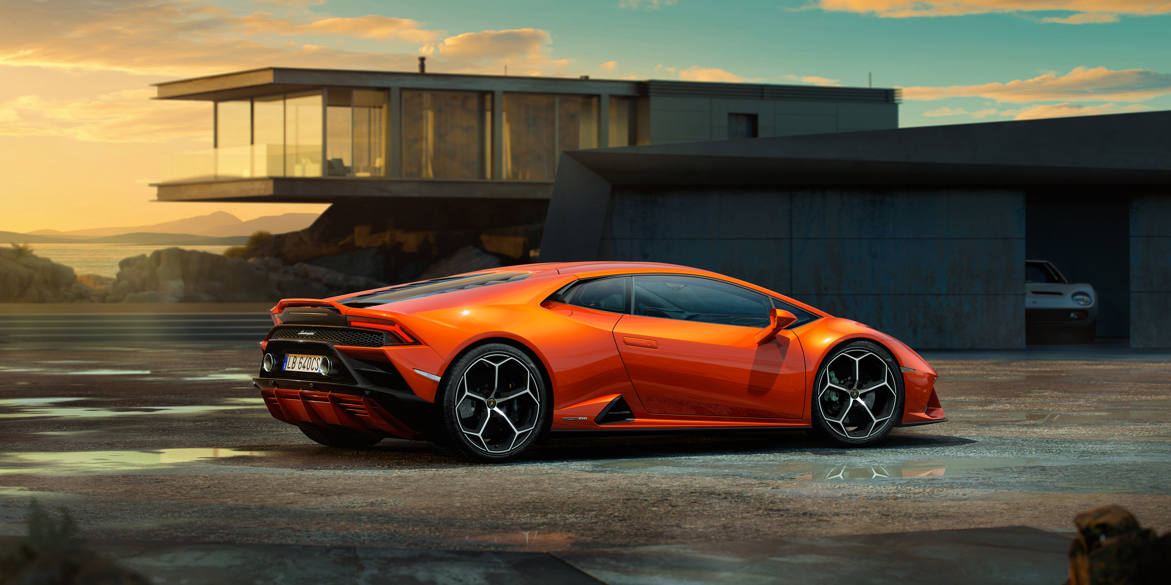 Wallpapers Lamborghini Huracan Evo cars orange car on the desktop