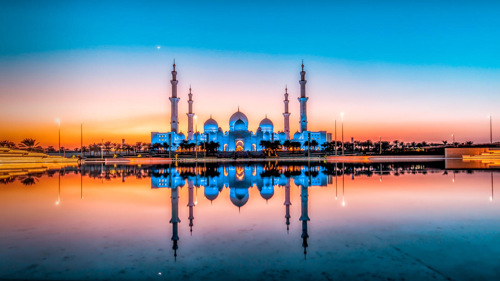 Wallpapers Dhabi Sheikh Zayed Grand Mosque - Abu Dhabi sunset on the desktop