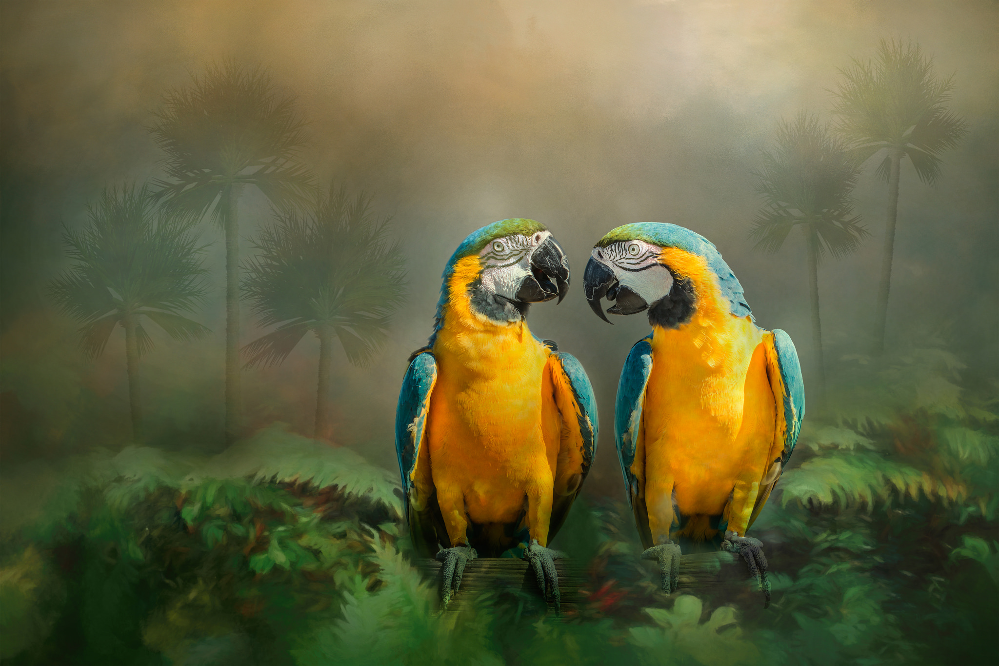 Wallpapers Gold and Blue Macaw Pair blue and gold pair macaw parrot macaw on the desktop