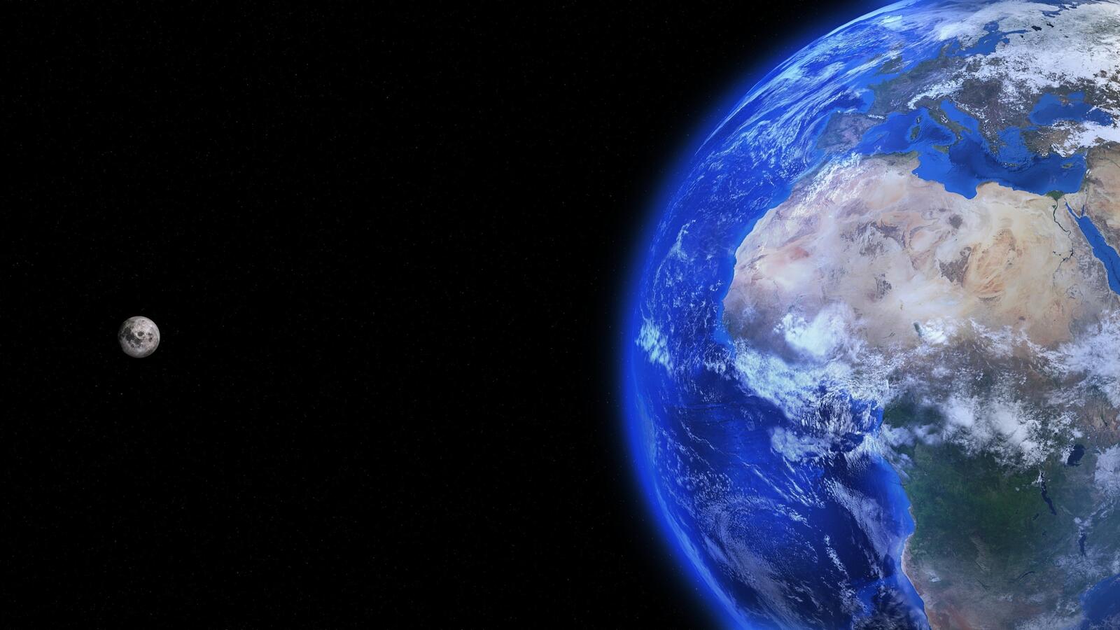 Обои Луна Земля вид со спутника на рабочий стол