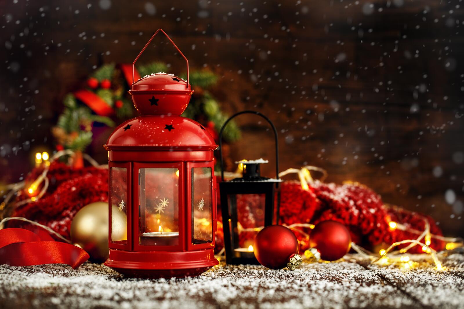 Обои красный фонарь Рождество фон на рабочий стол