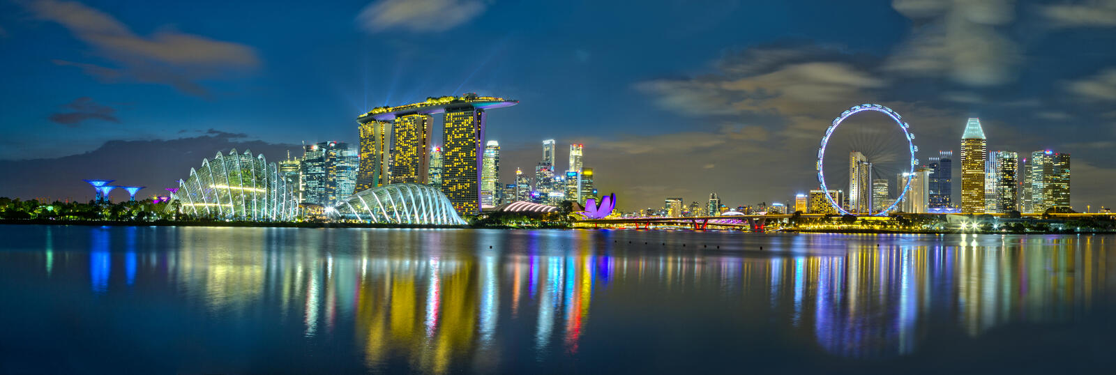 Обои Сингапур освещение панорама на рабочий стол