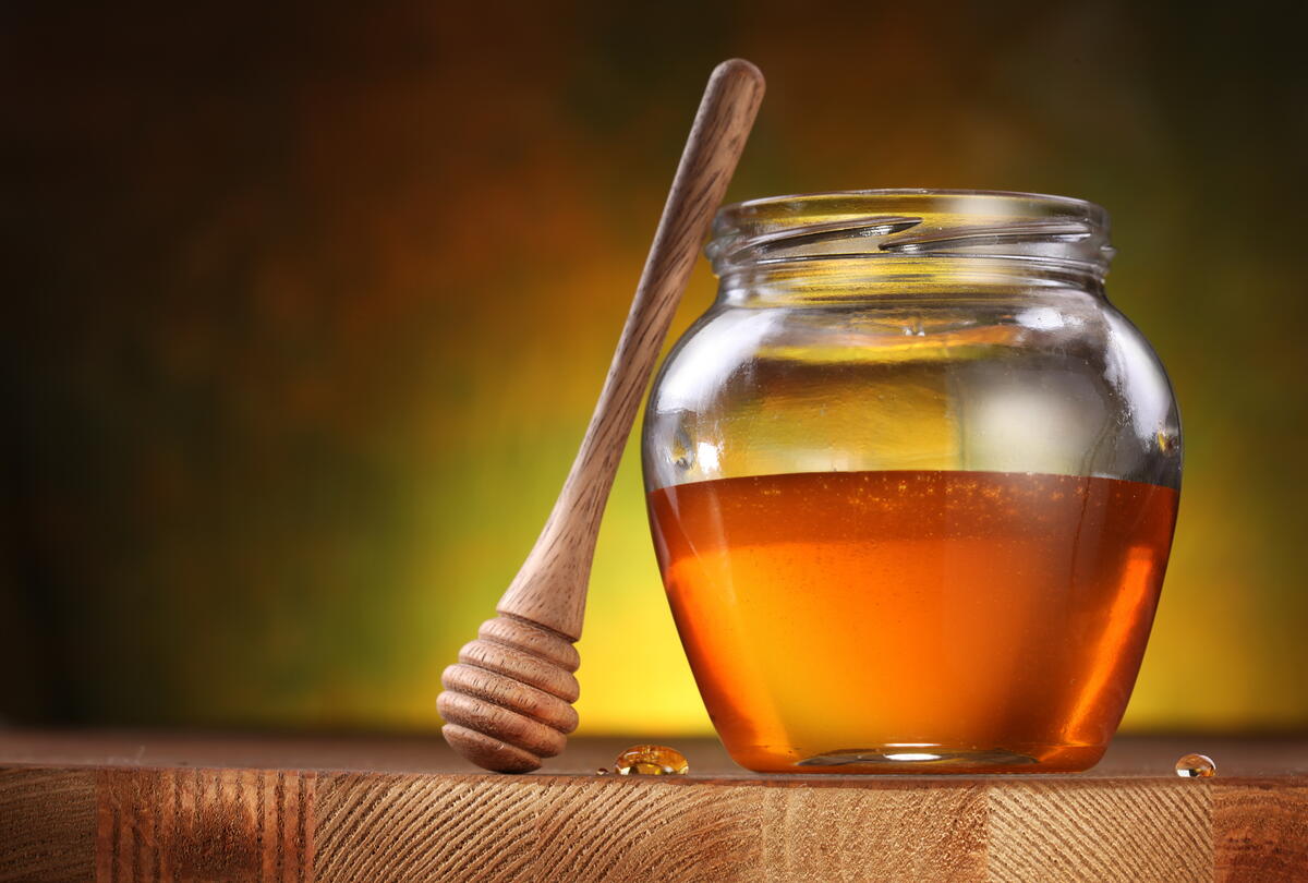Golden honey in a jar