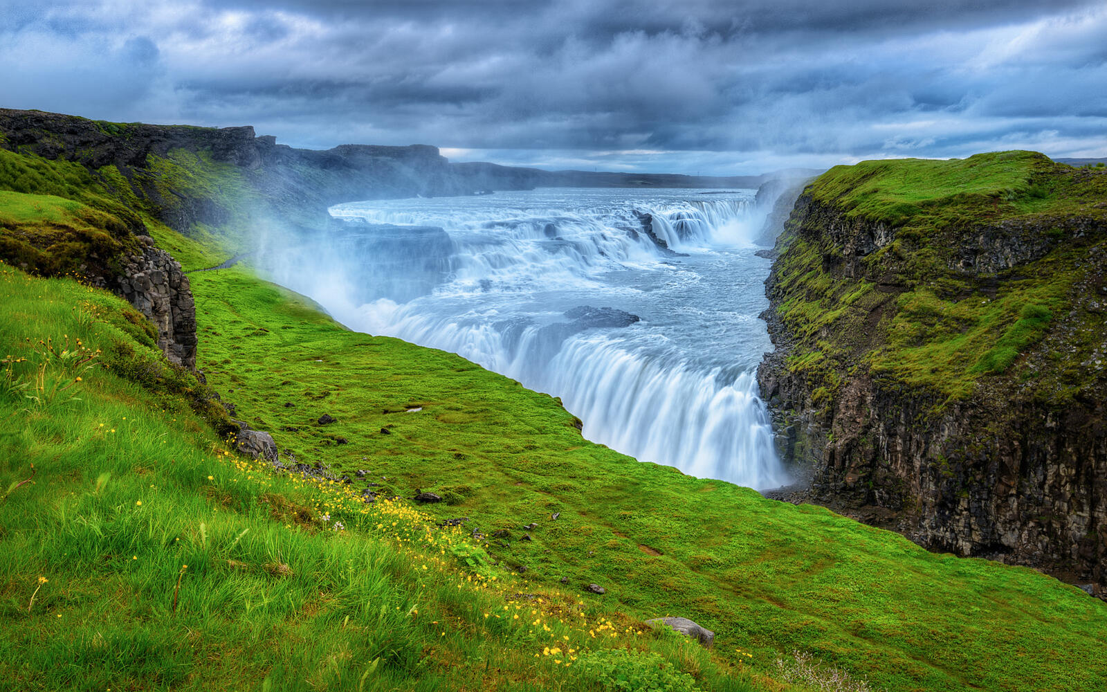 Wallpapers Gullfoss Waterfall Iceland sea on the desktop