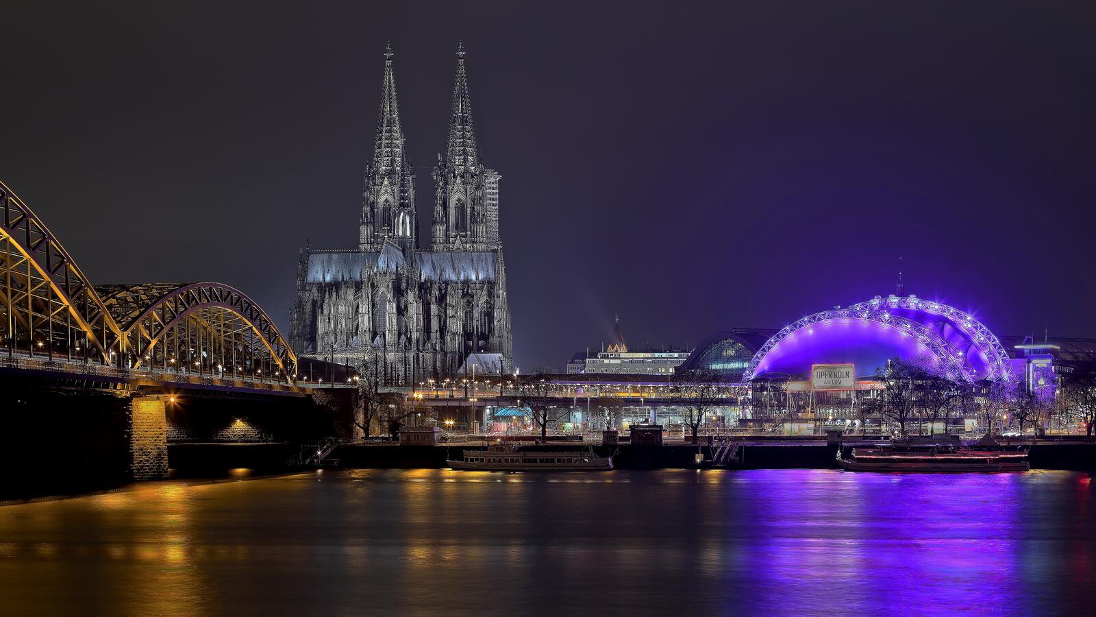 Wallpapers Cologne Germany night on the desktop