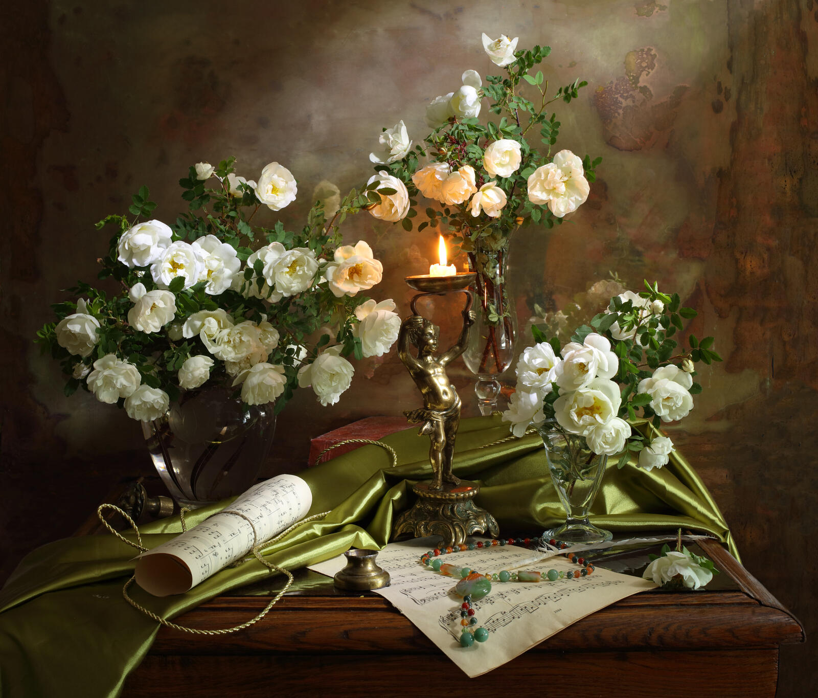 Обои роза натюрморт свечи на рабочий стол