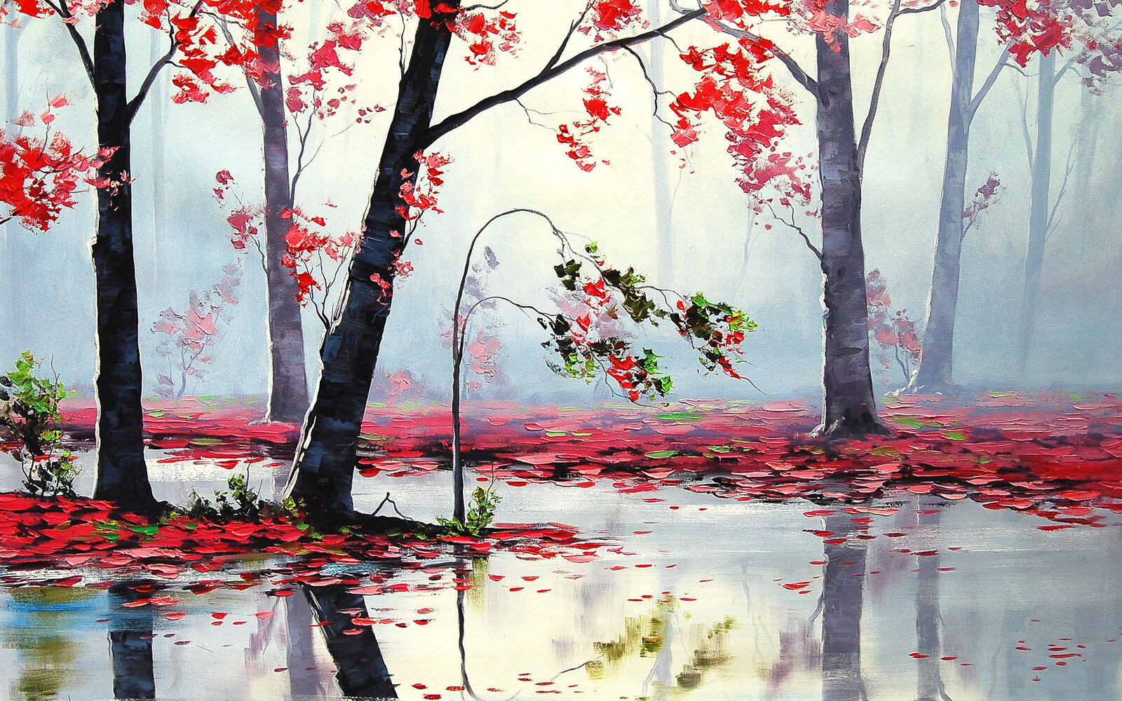 Wallpapers leaves forest painting on the desktop
