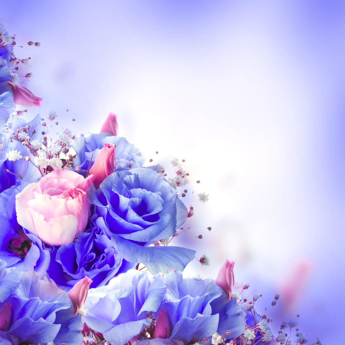 Картина с синими розами