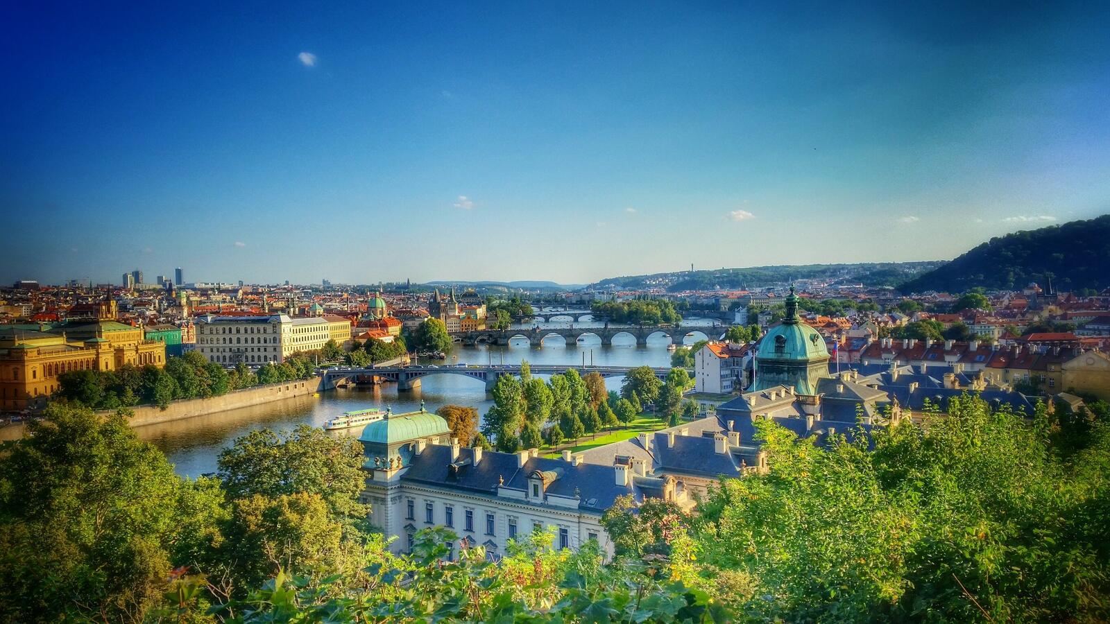Обои Czech Republic Река Влтава Пражский град на рабочий стол