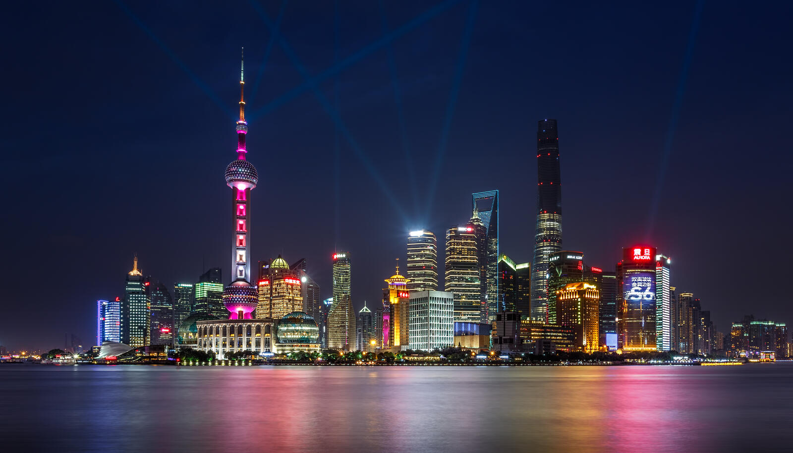Обои Китай ночной город освещение Шанхай на рабочий стол