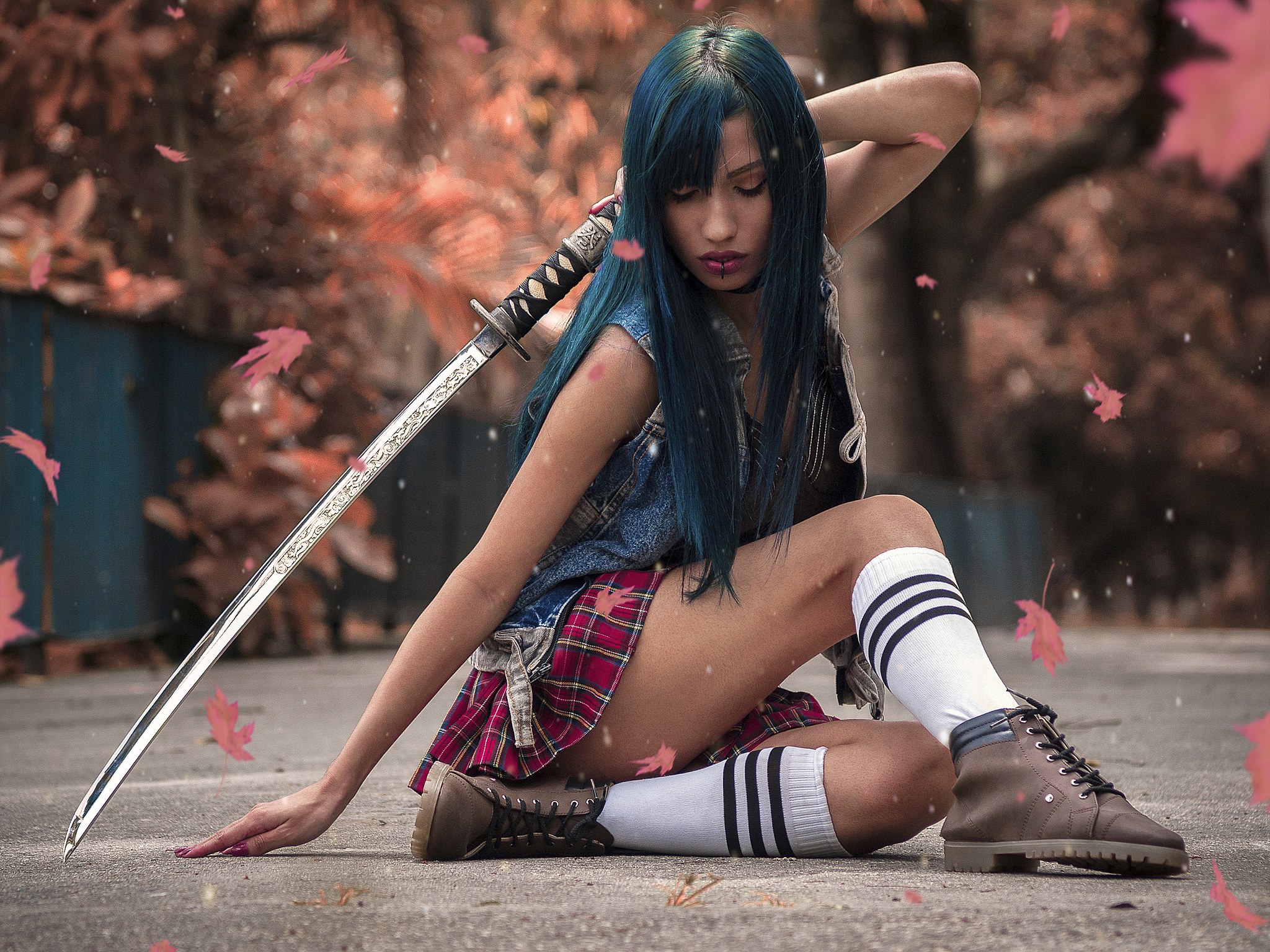 Photo free Girl samurai, posing, pussy