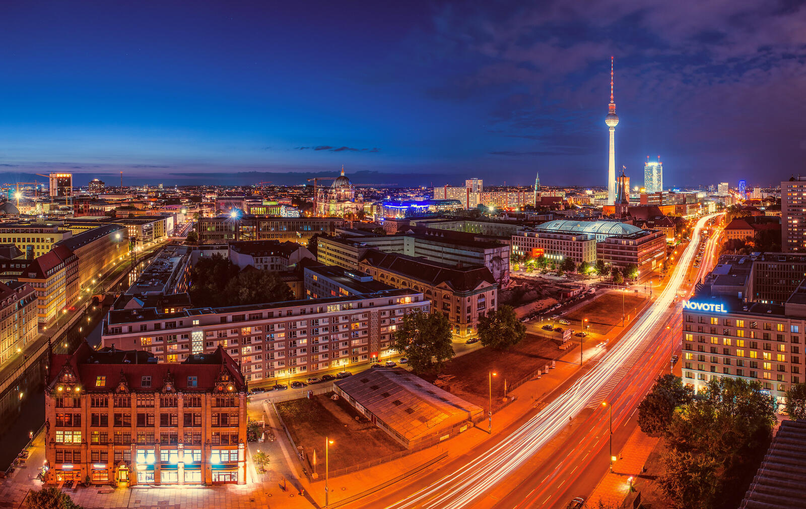 Обои ночные города иллюминация Берлин на рабочий стол