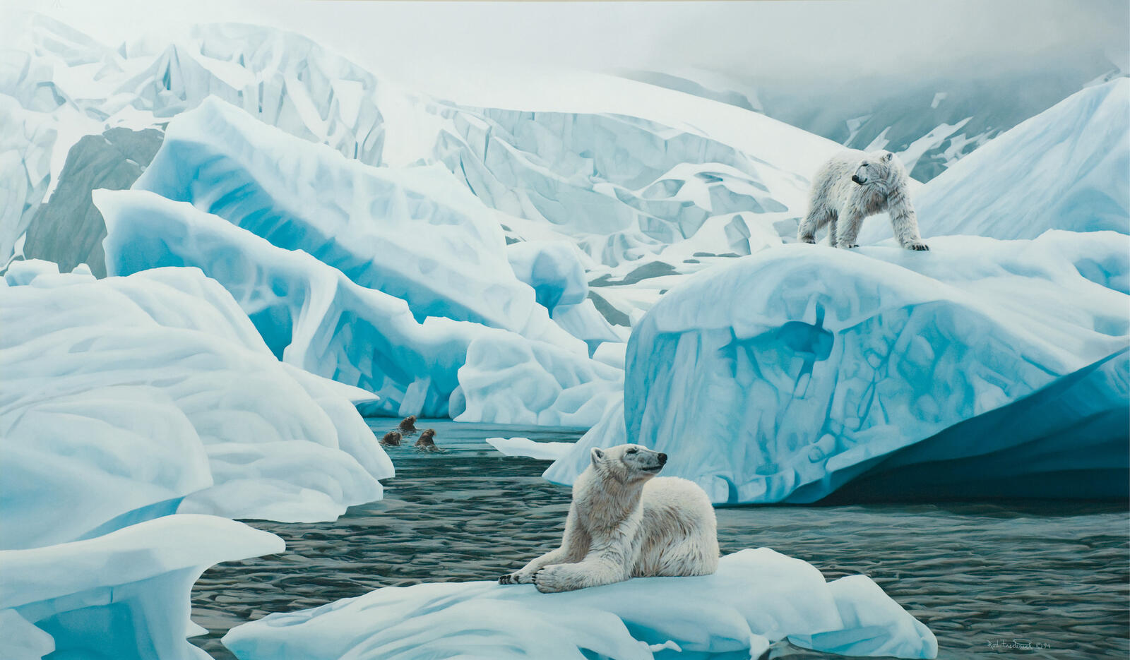 Обои льдин северный медведь северный полюс на рабочий стол
