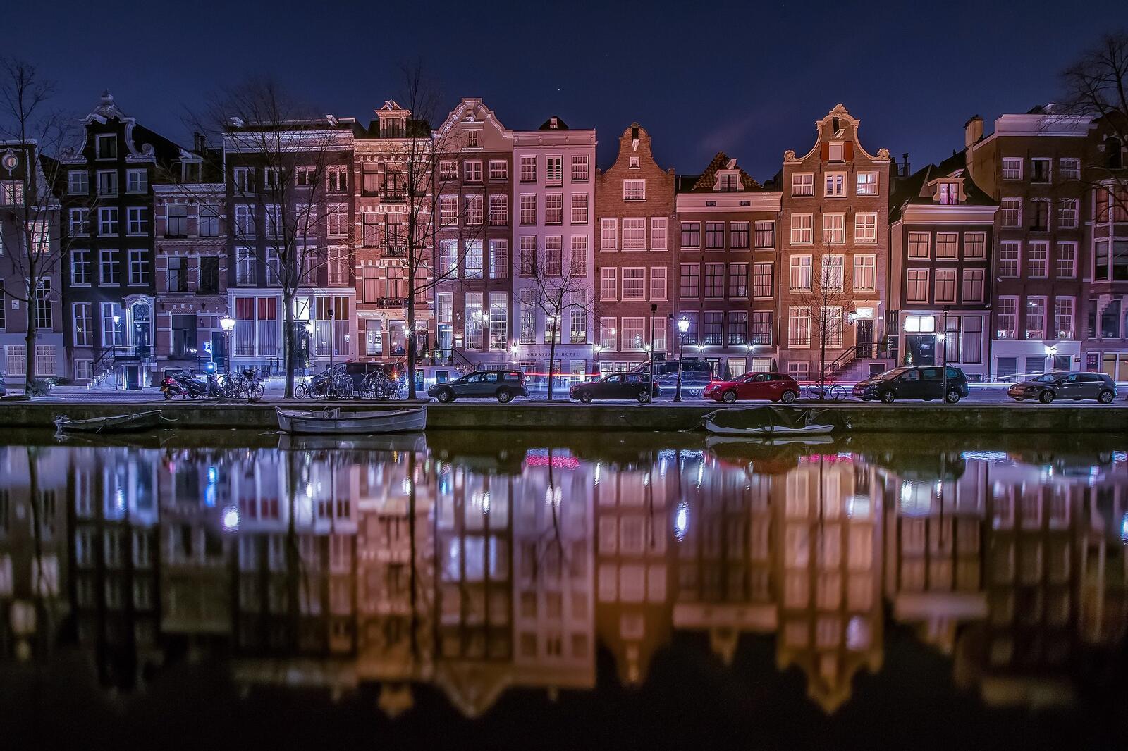 Wallpapers lights Amsterdam night on the desktop