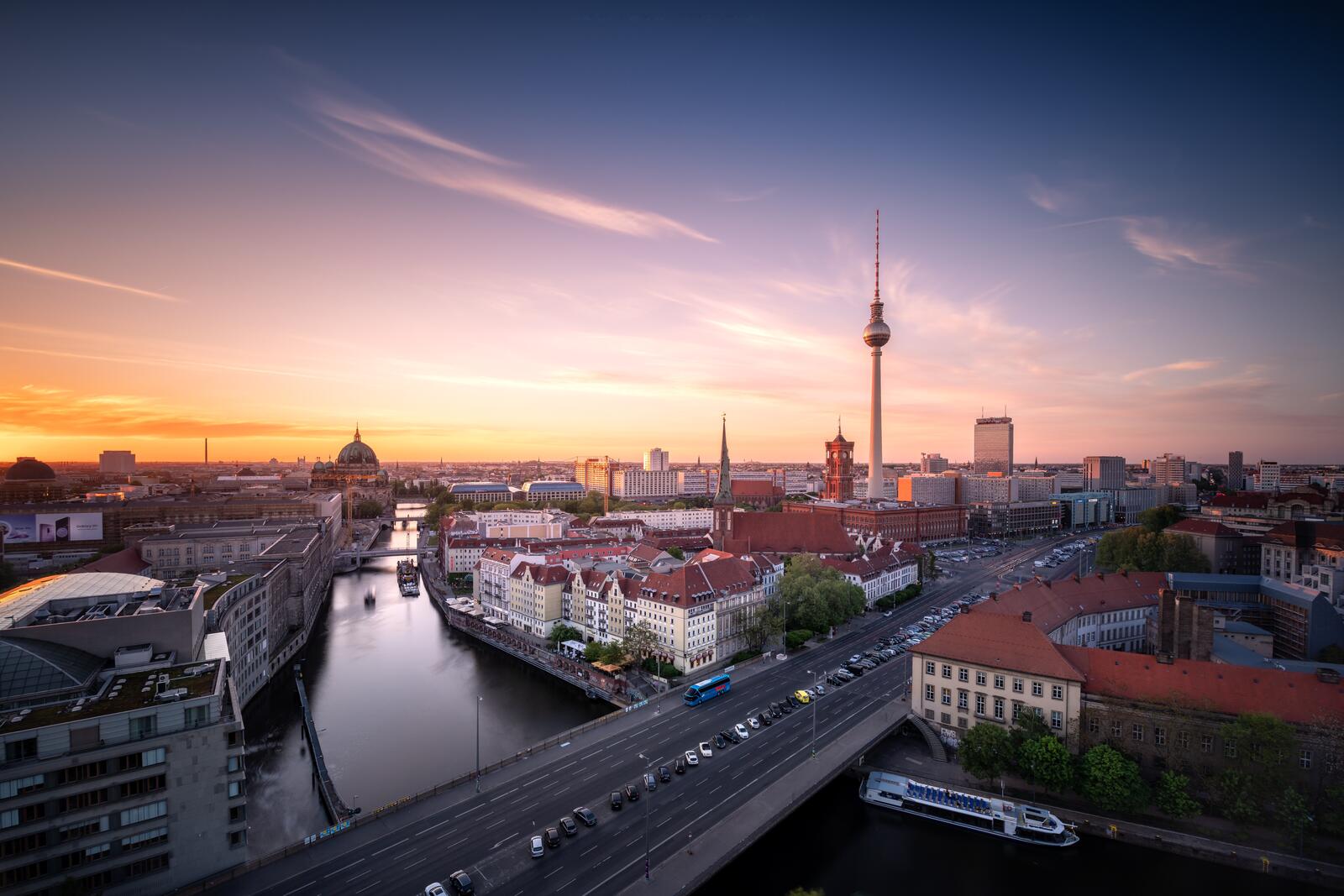 Free photo View of Berlin from a quadcopter