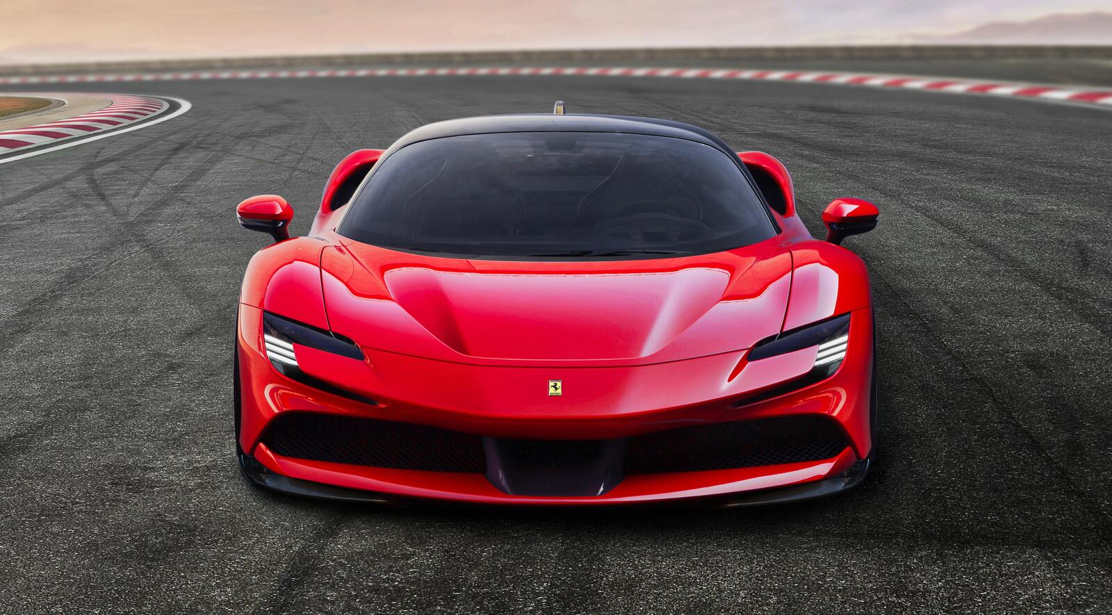 Обои Ferrari SF90 красная трасса на рабочий стол