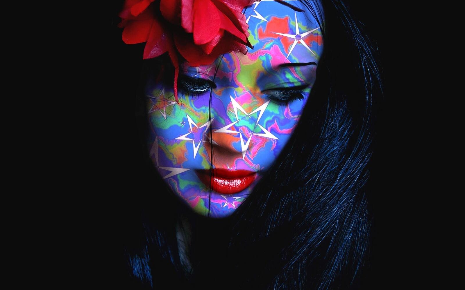 Wallpapers face painting colorful on the desktop