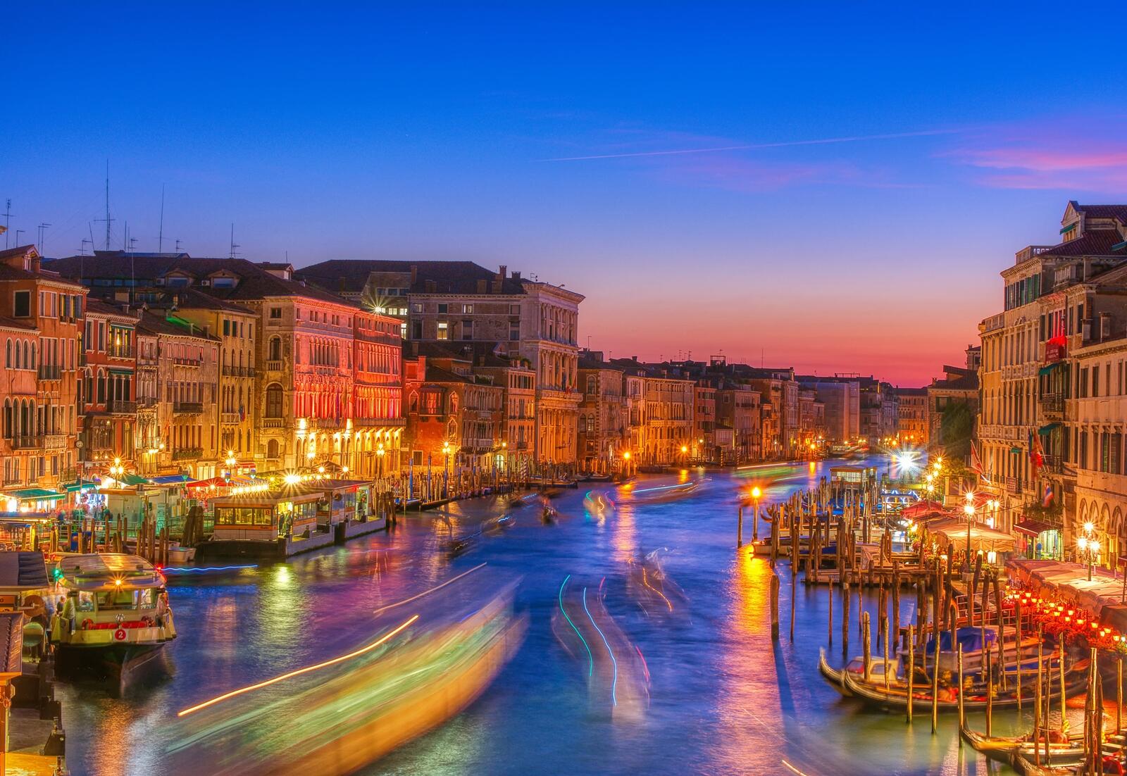 Обои Grand canal sunset Venice на рабочий стол