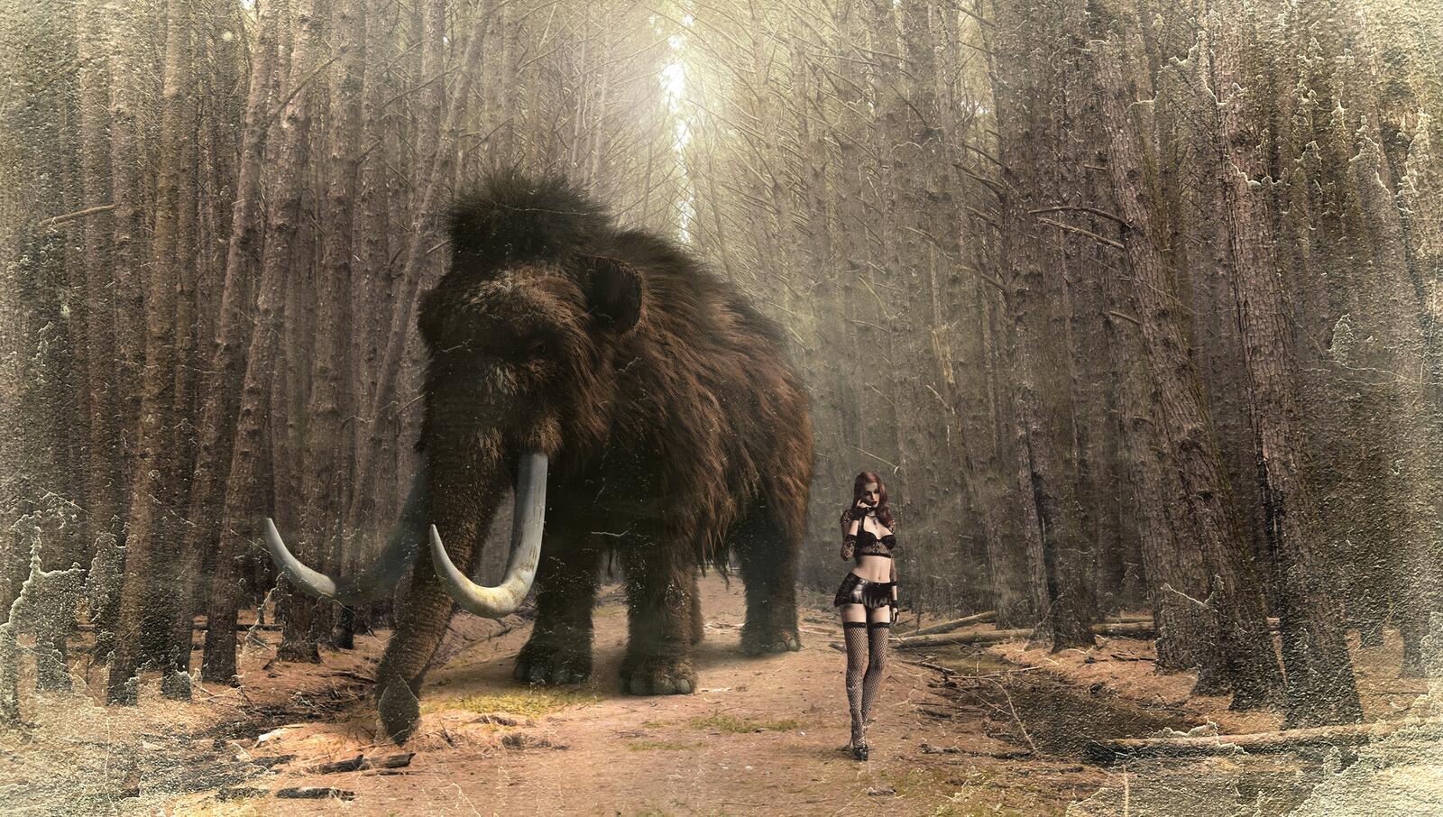 Wallpapers fantasy mammoth woman on the desktop