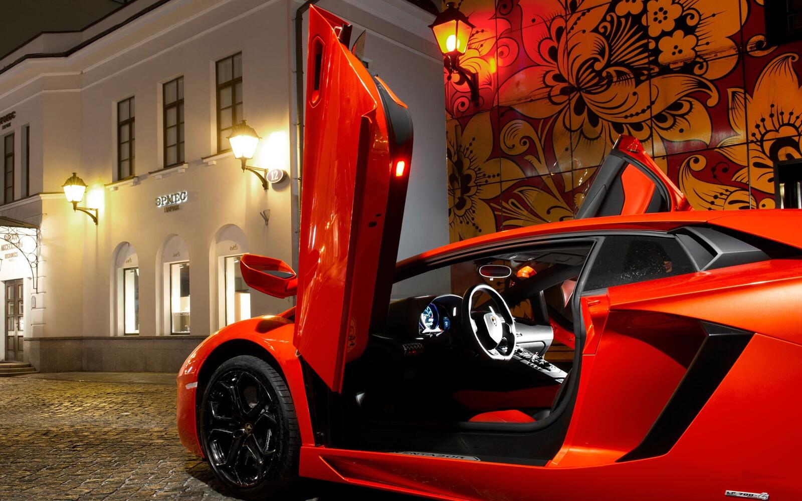 Обои Lamborghini Ламборгини авентадор lp700-4 красный на рабочий стол