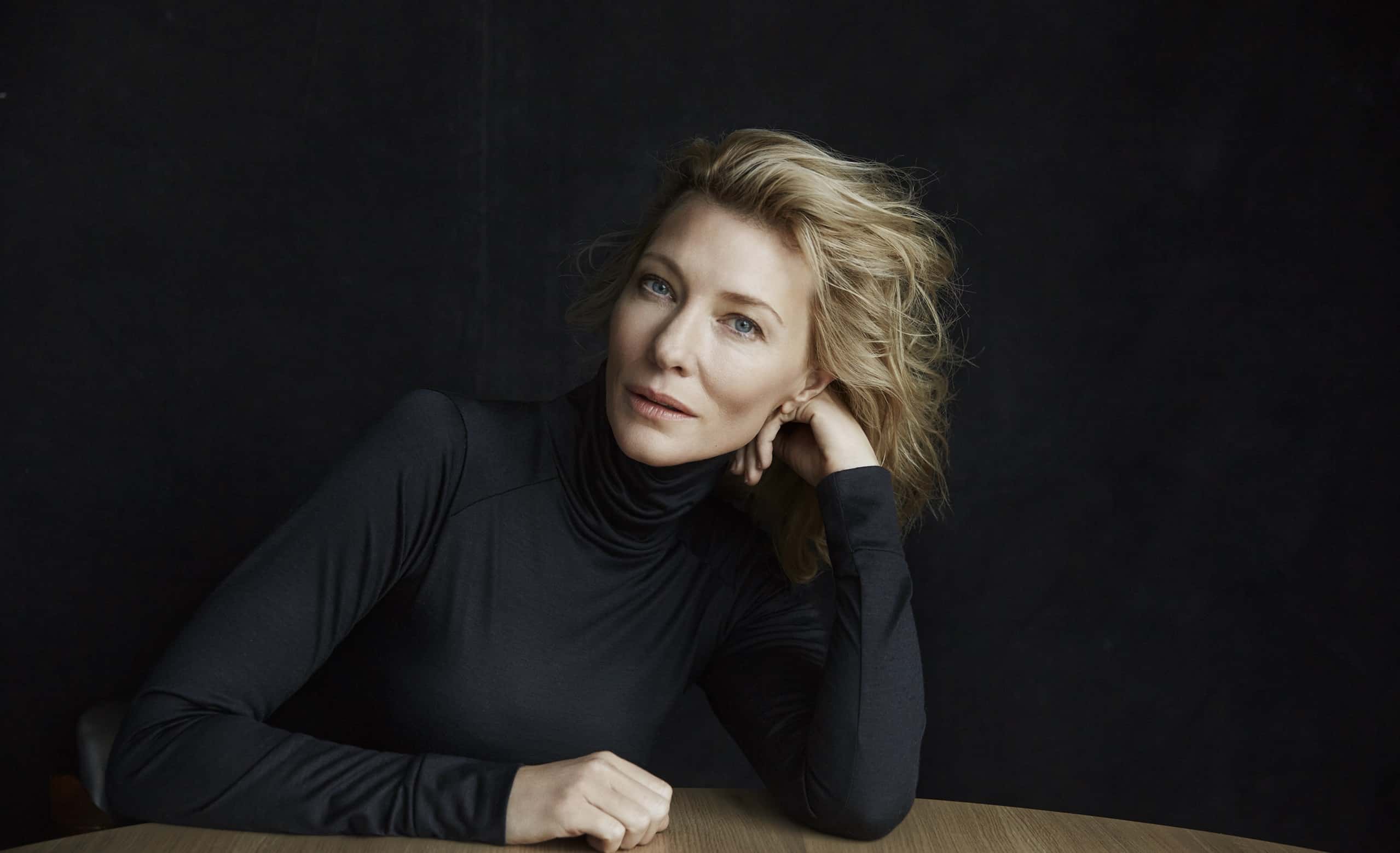 Photo free Cate Blanchett, in black sweater, background