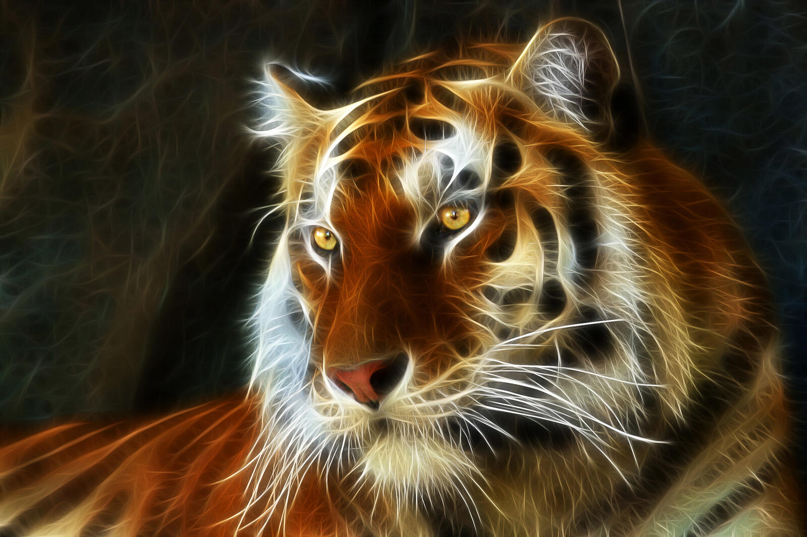 Wallpapers art fractal tiger on the desktop
