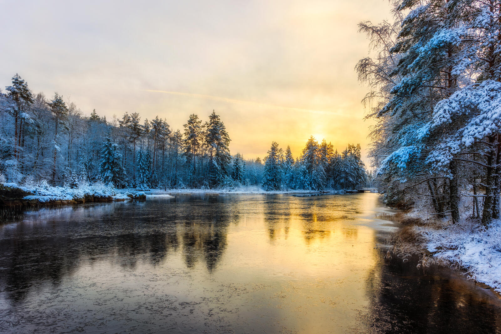 Обои природа Швеция зима на рабочий стол