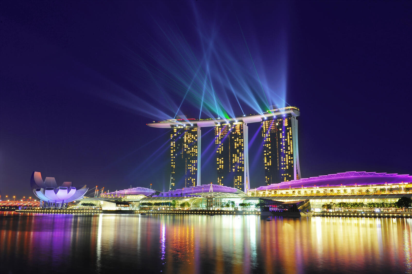 Обои Singapore город иллюминация на рабочий стол