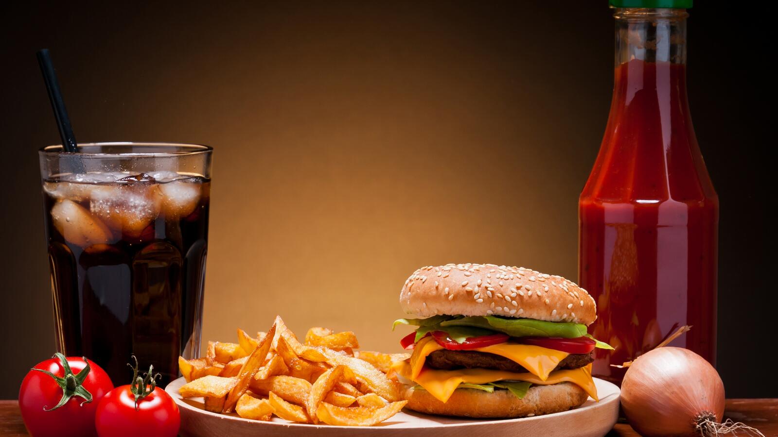 Wallpapers hamburgers french fries soda on the desktop