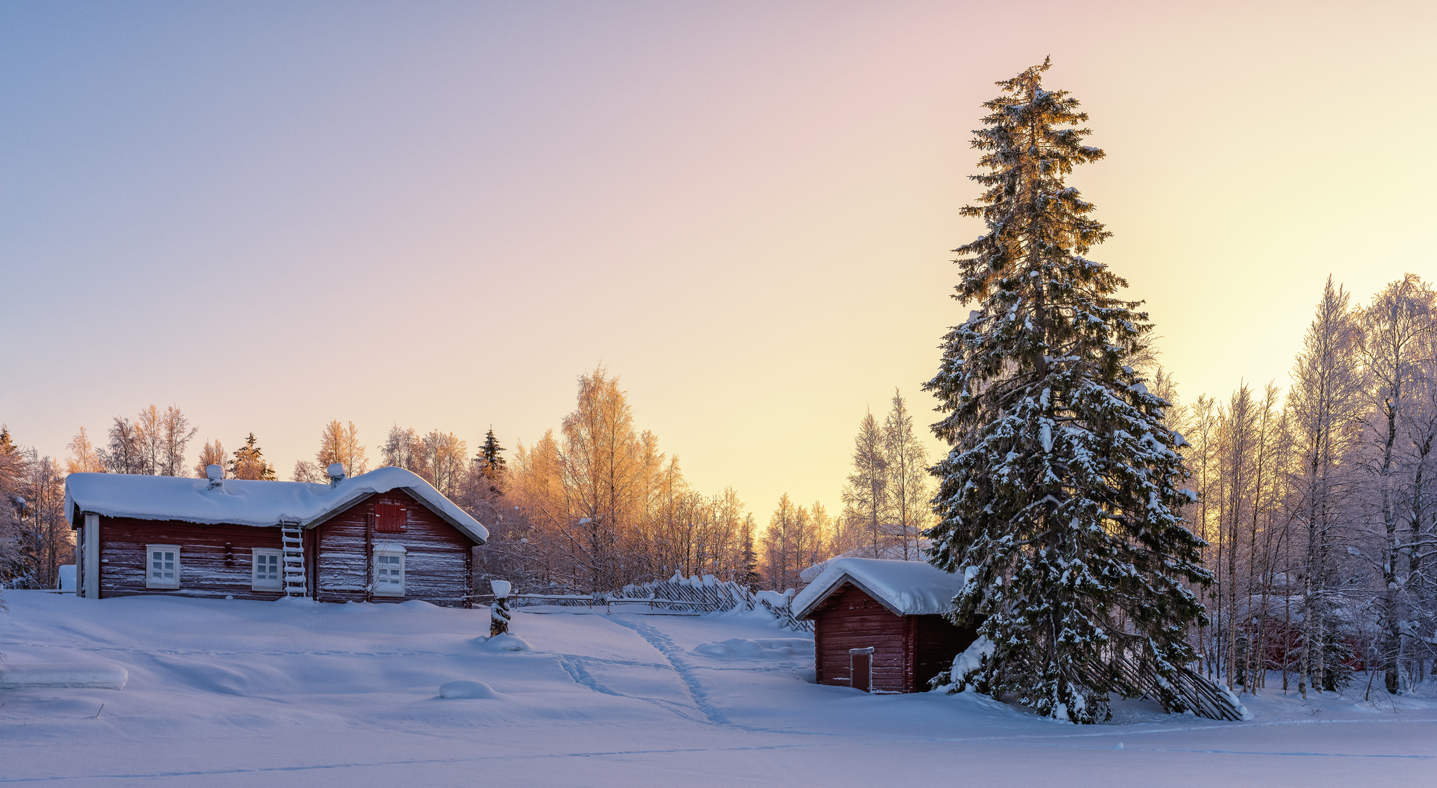 Финляндия природа зимой и домик