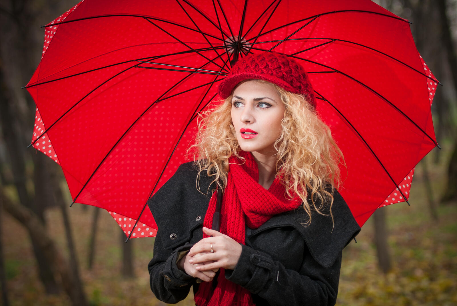 Wallpapers umbrella blonde young on the desktop