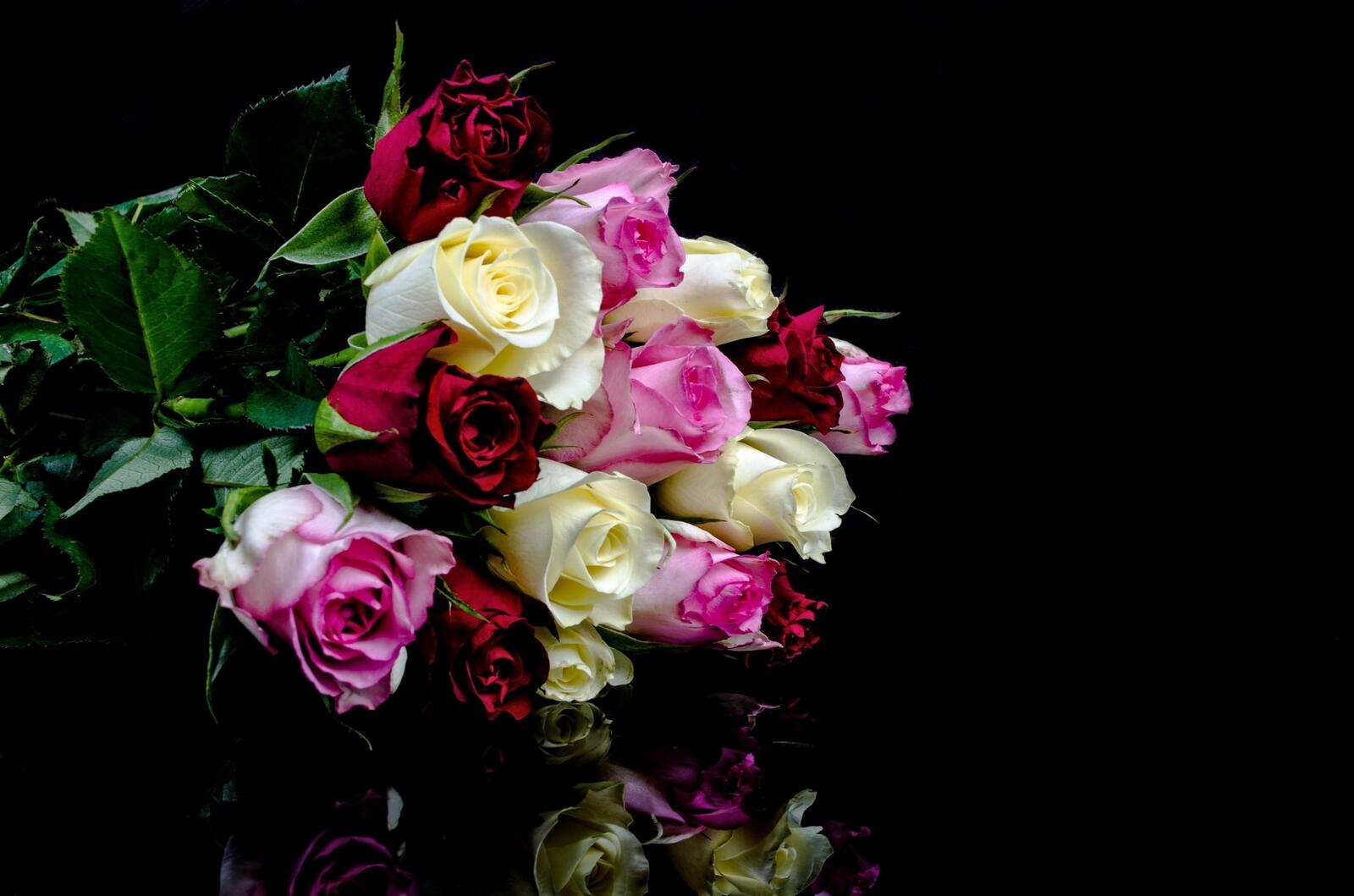 桌面上的壁纸花束 玫瑰 花