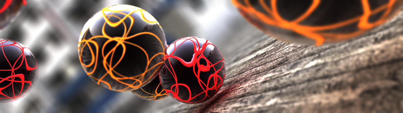 Бесплатное фото Черные шарики с разноцветными полосами