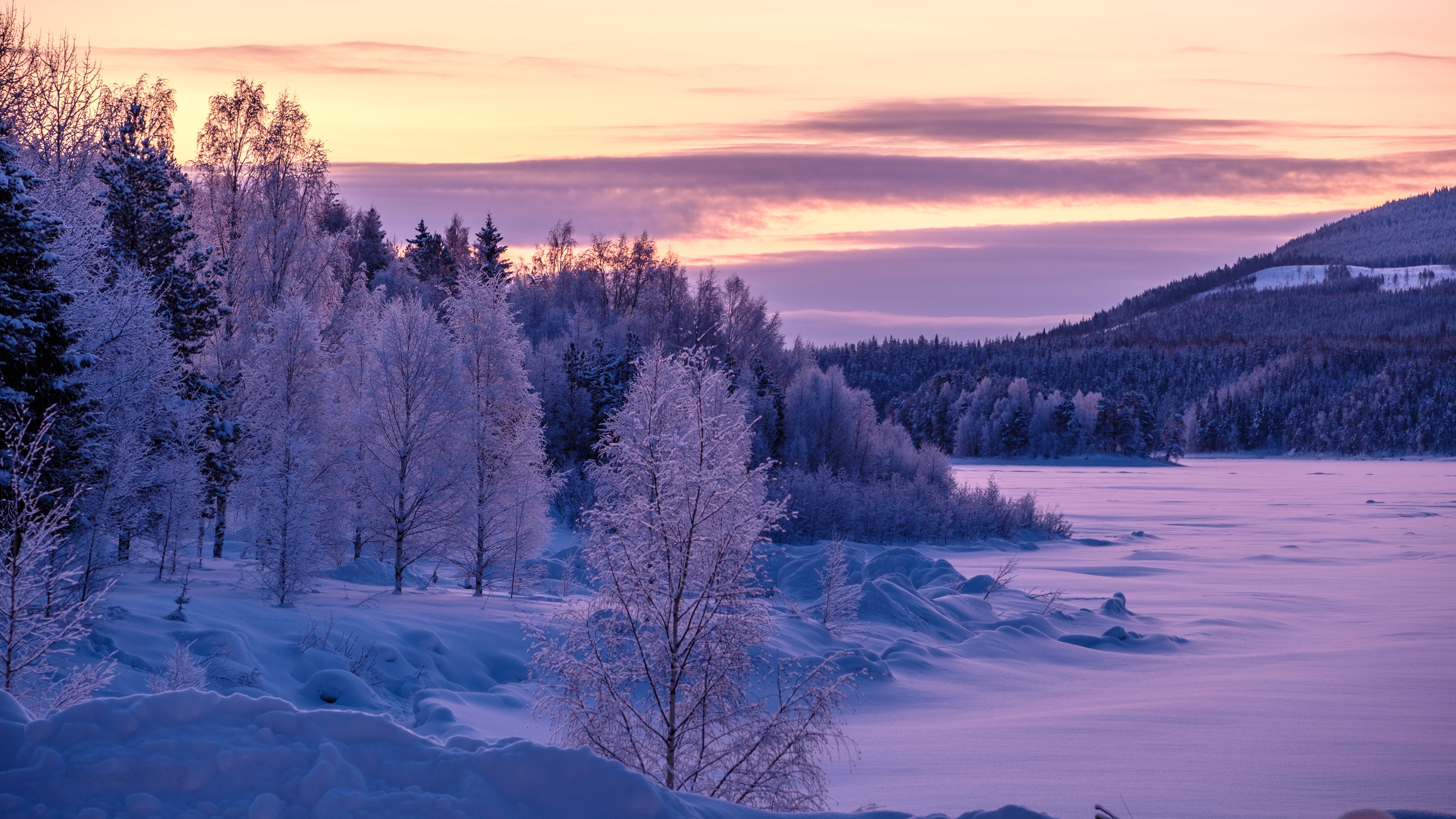 Wallpapers frozen lake sunset landscape on the desktop