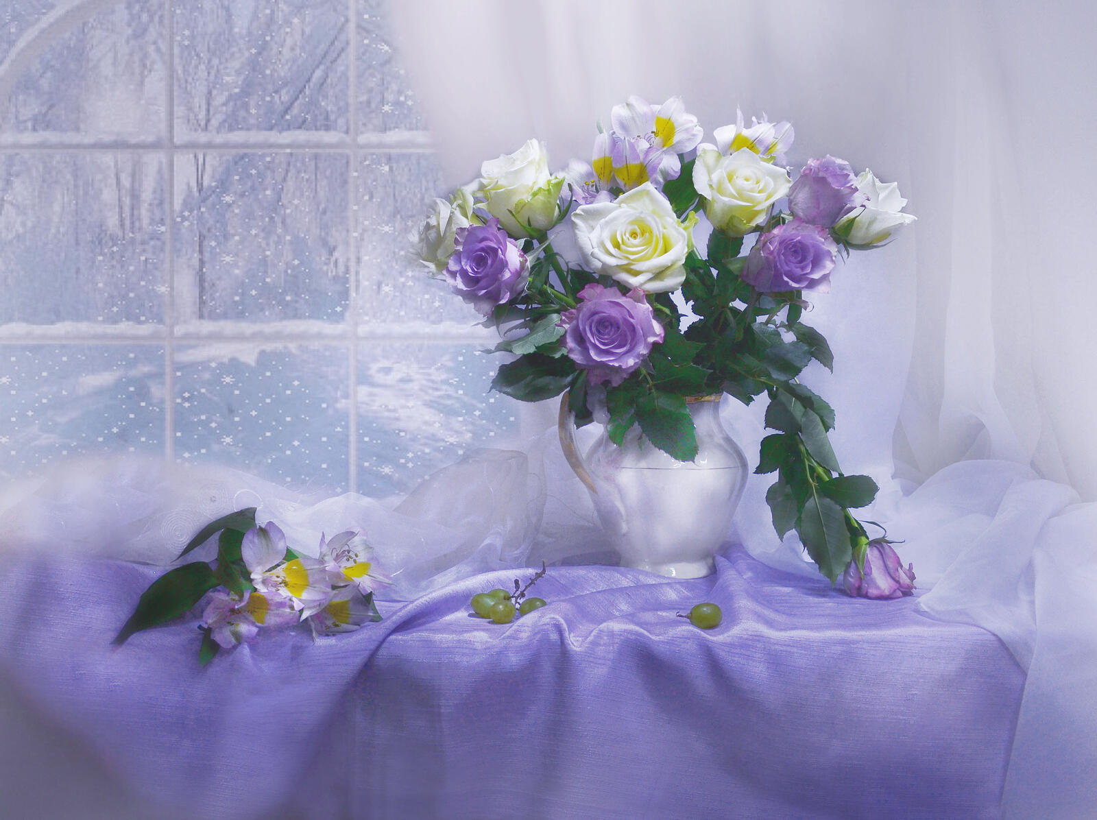 Обои still life зимний натюрморт цветы на рабочий стол