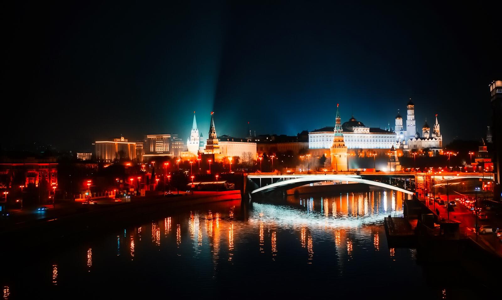 Обои освещение Москва Россия на рабочий стол