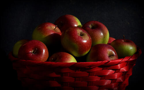 Apples on a black background