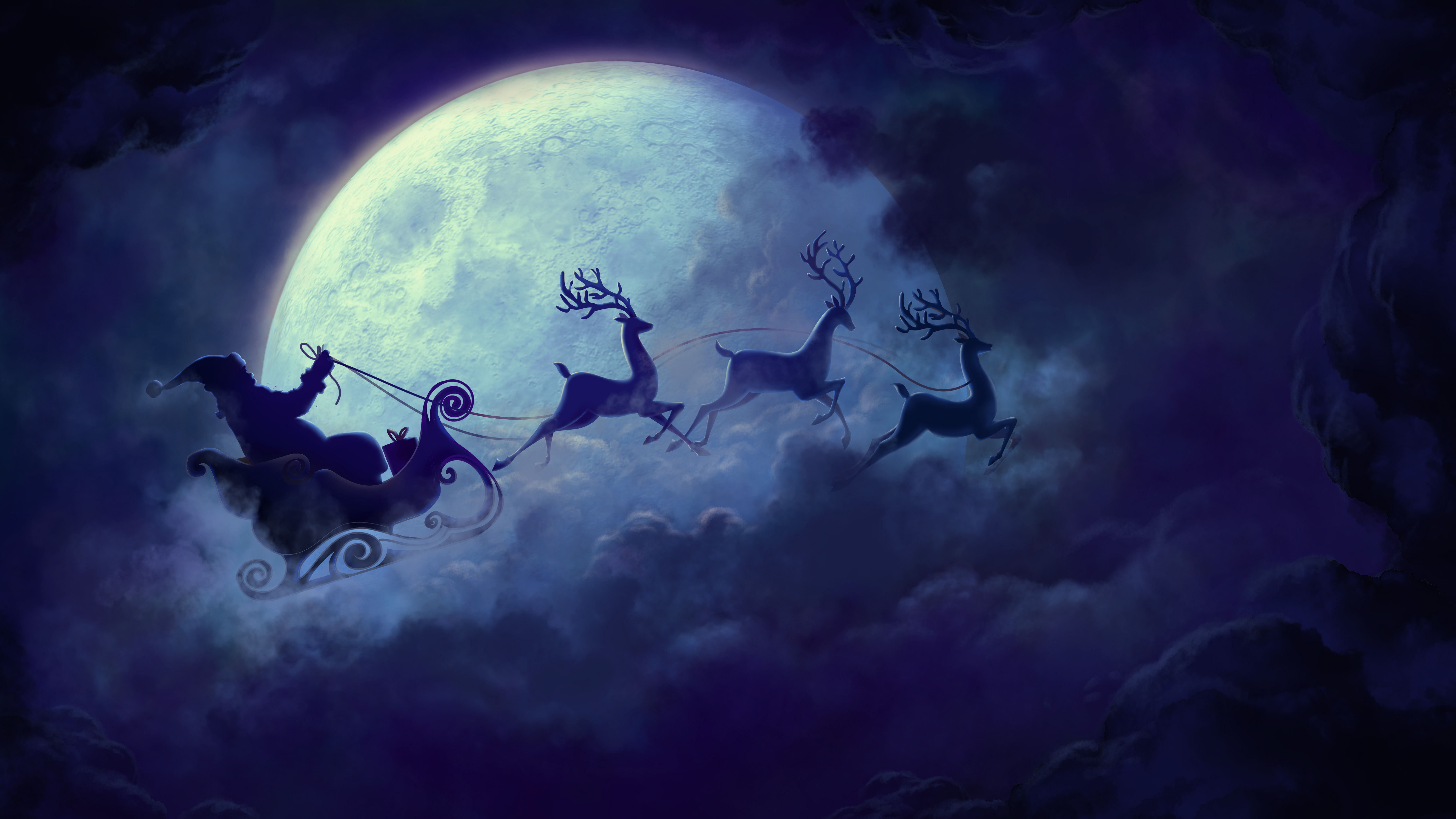 Wallpapers Christmas holidays Santa Claus sleigh on the desktop
