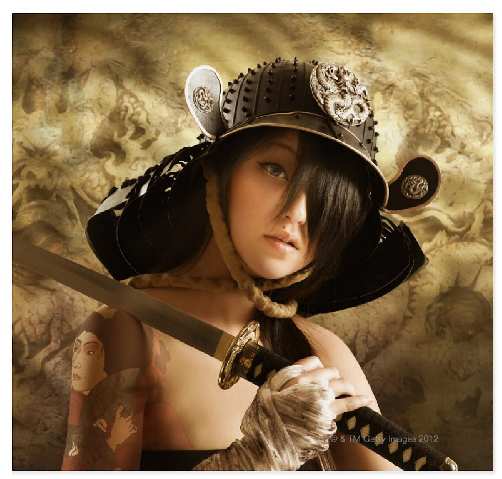Wallpapers kabuto helmet girl with sword girls on the desktop