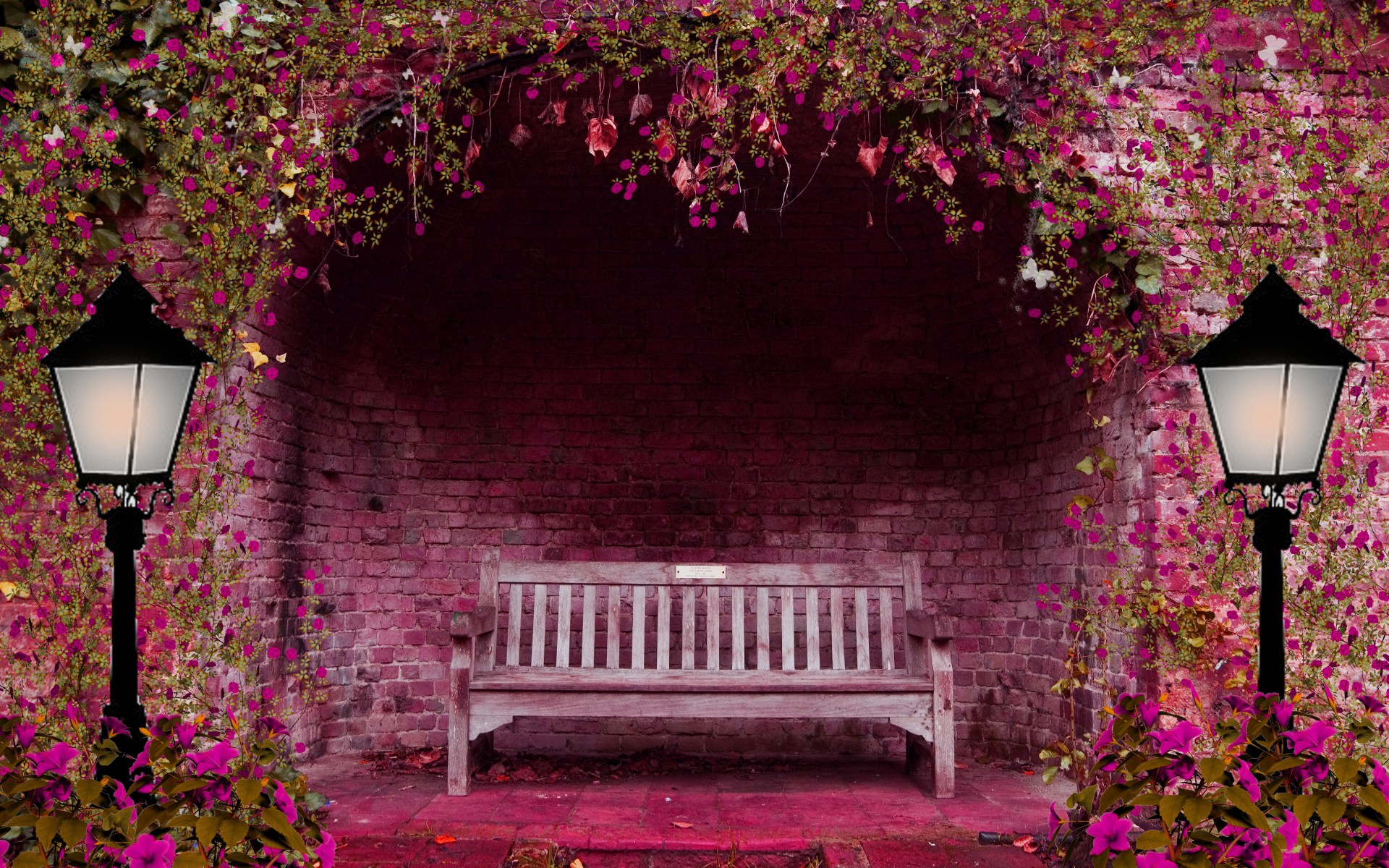 Photo free arch, bench, brick