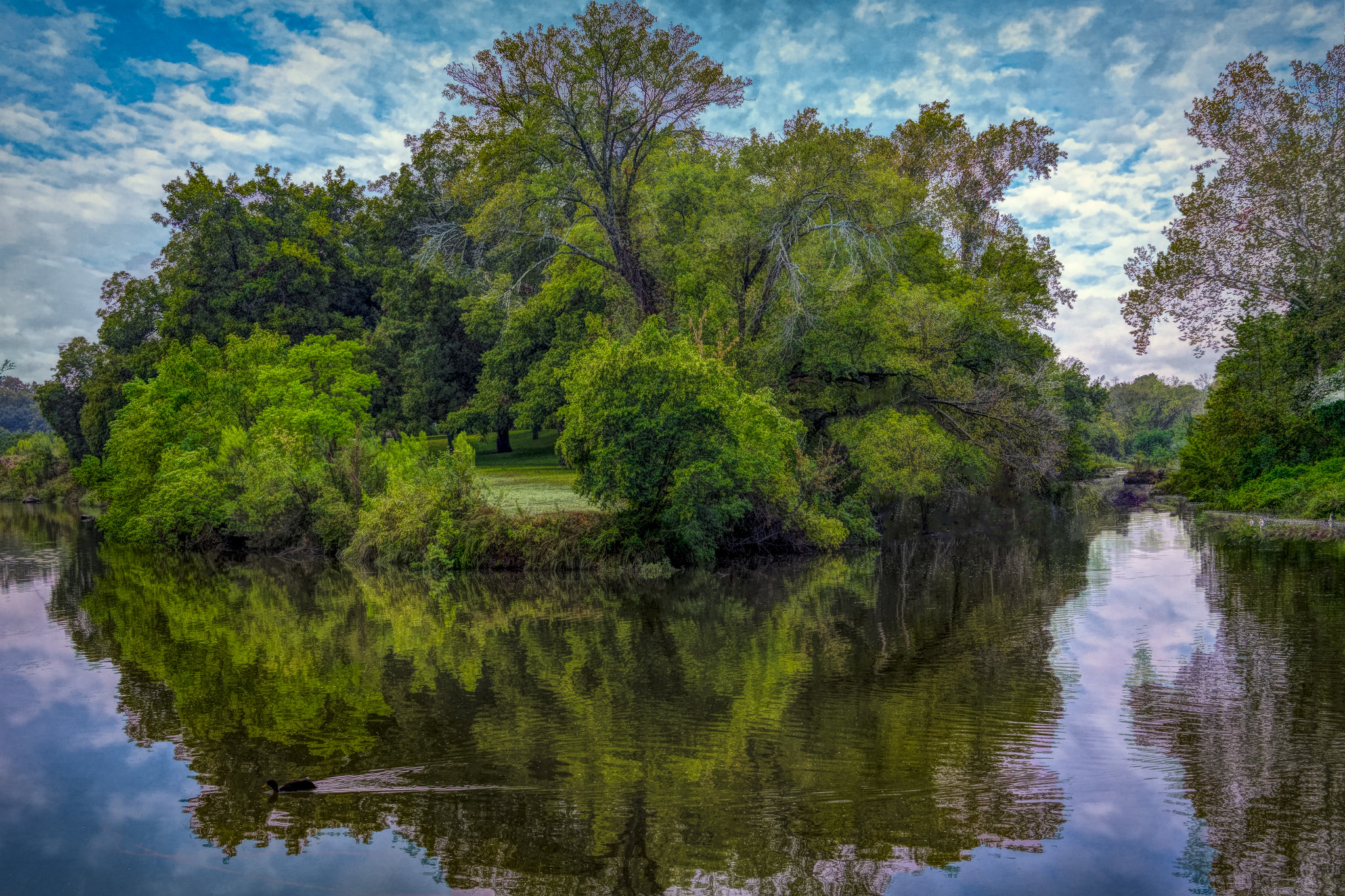 Фото бесплатно река, остров, отражение