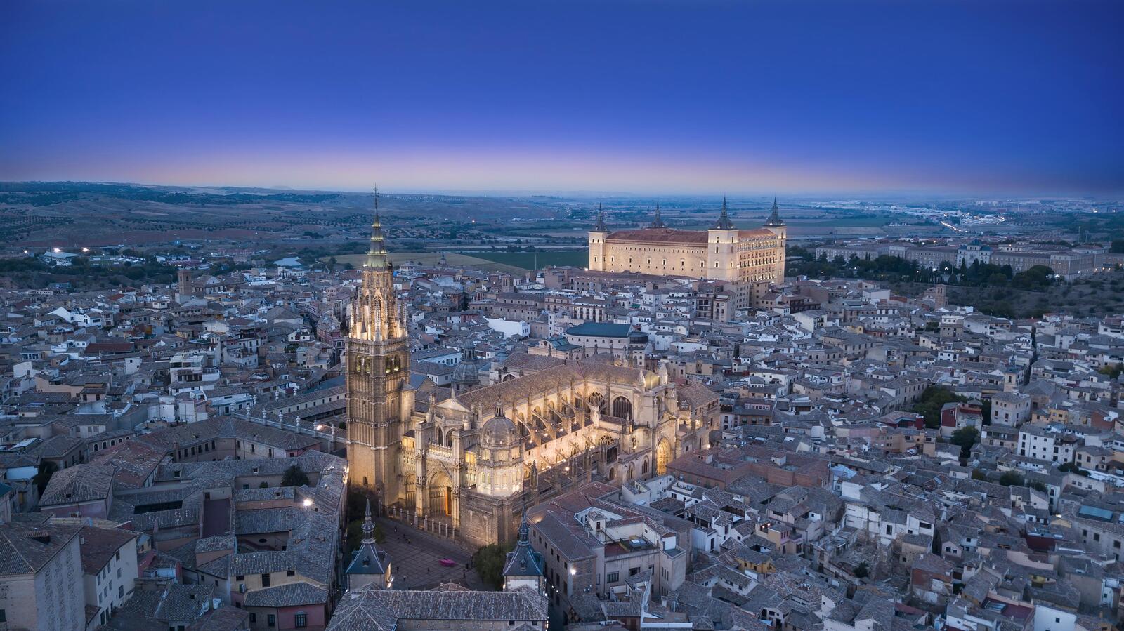 Обои Toledo Испания ночной город на рабочий стол