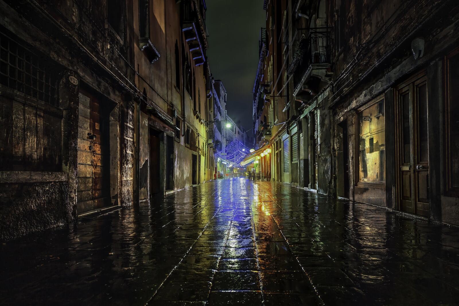 Обои Венеция Италия дождь на рабочий стол