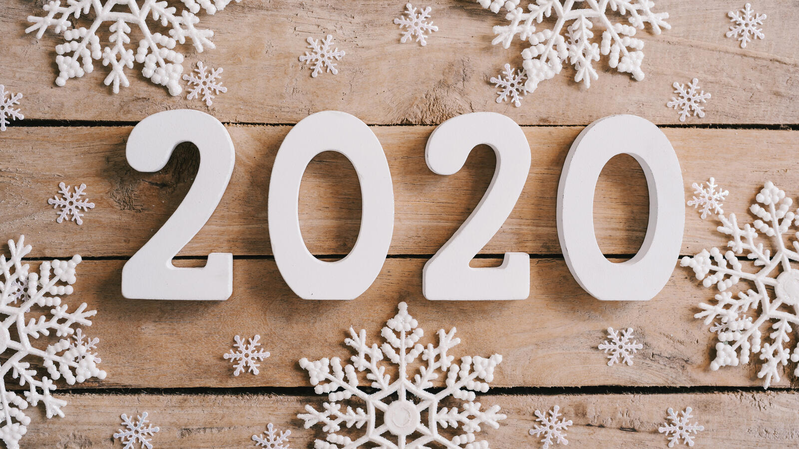 桌面上的壁纸木质背景 恭贺新禧 2020