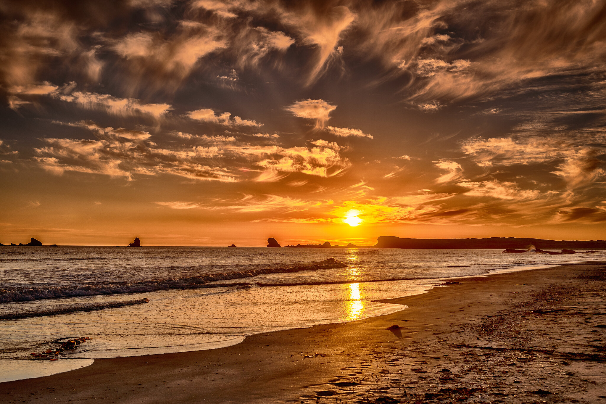 Бесплатное фото Закат на побережье Калифорнии