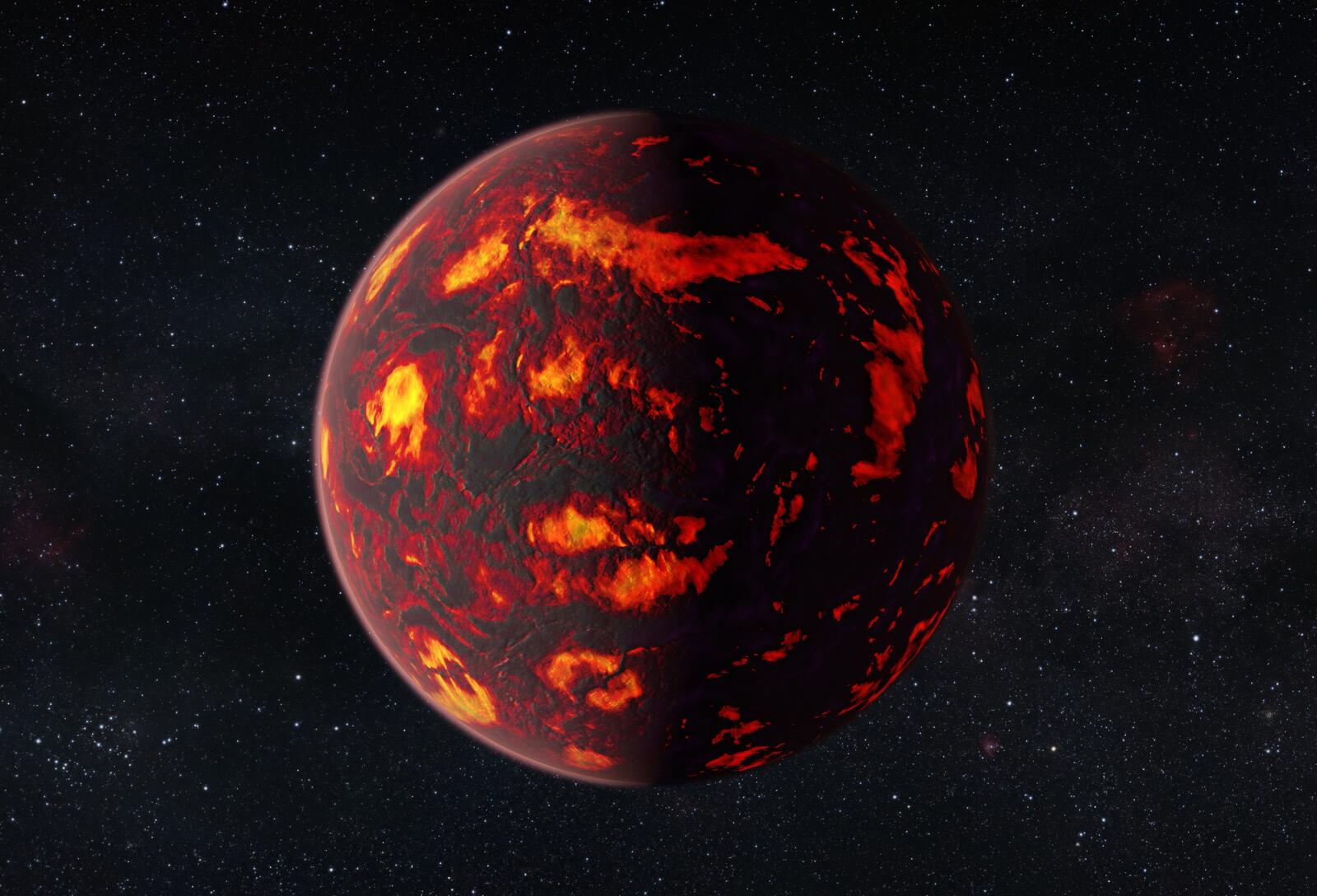 Wallpapers burning planet space lava on the desktop