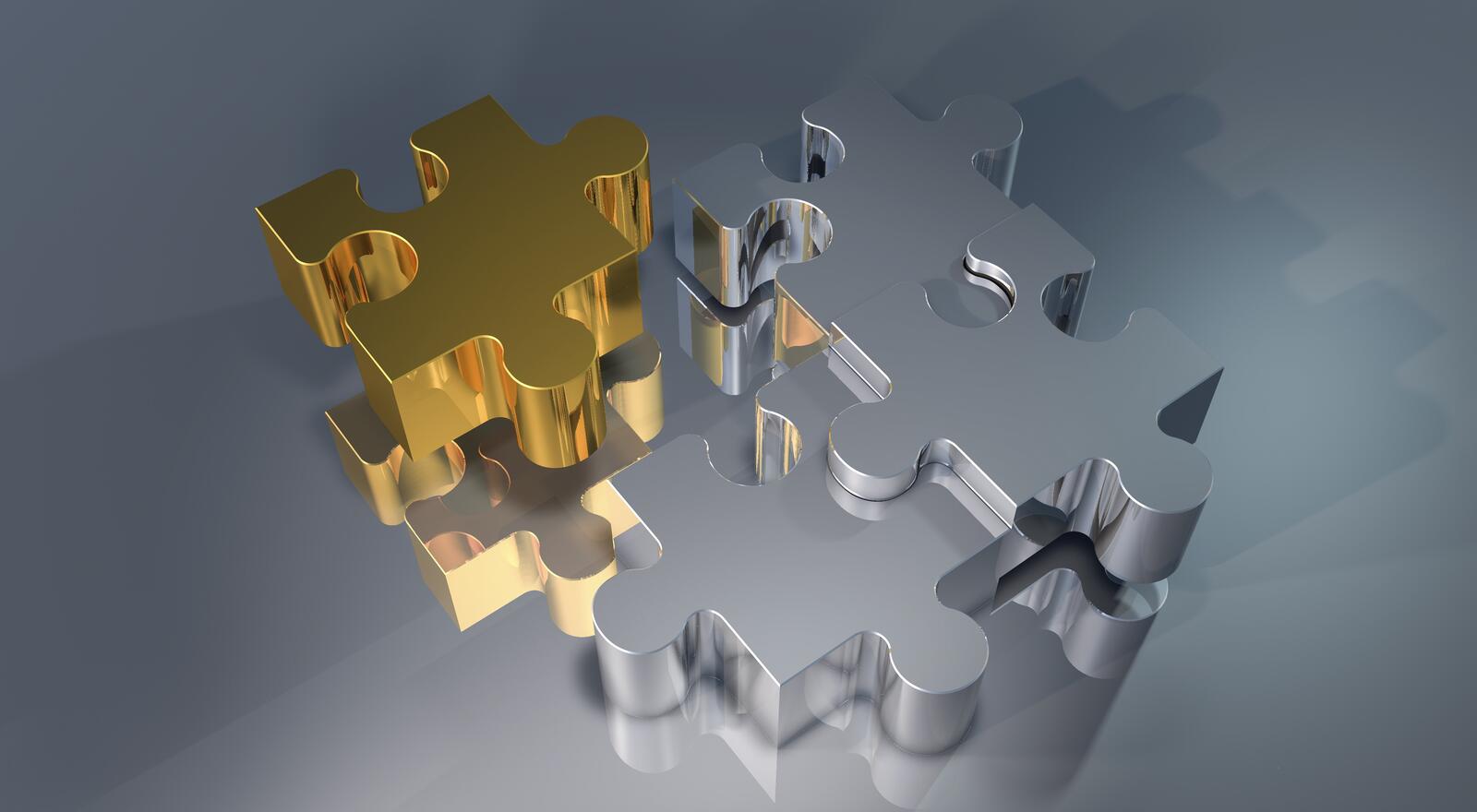 Free photo Gold and silver puzzle