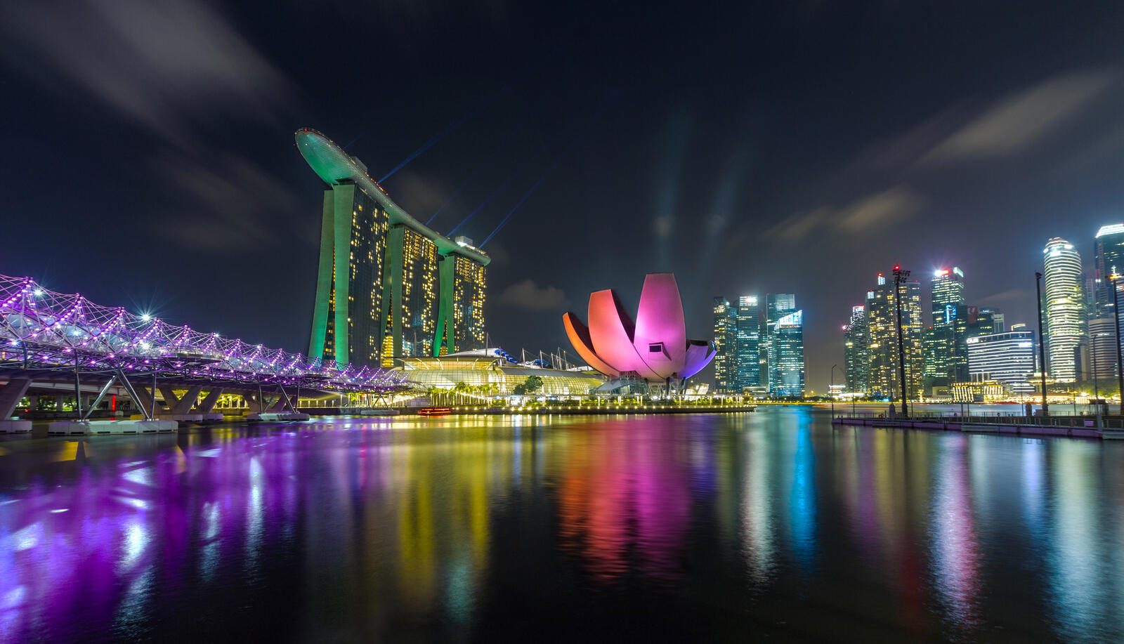 Обои освещение огни Сингапур на рабочий стол